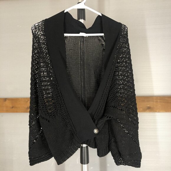 Crea Concept Black Macrame Crochet Knit Cardigan Sz 42 EU‎ - Picture 2 of 14